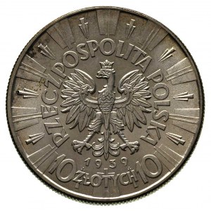 10 złotych 1939, Warszawa, Józef Piłsudski, Parchimowic...