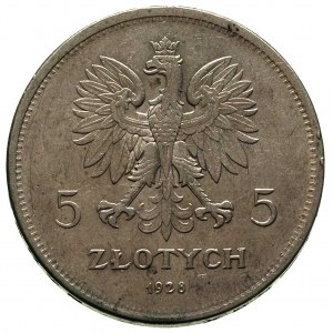 5 złotych 1928, Warszawa, Nike, Parchimowicz 114 a, min...