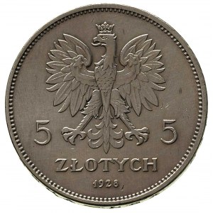 5 złotych 1928, Bruksela, Parchimowicz 114 b, moneta le...