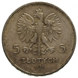 5 złotych 1930, Warszawa, Sztandar, Parchimowicz 115 a,...