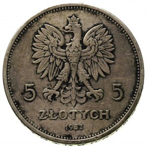 5 złotych 1932 Nike, Parchimowicz 114 f, moneta czyszcz...