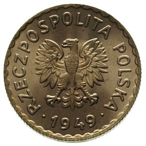 1 złoty 1949, na rewersie wklęsły napis PRÓBA, Parchimo...