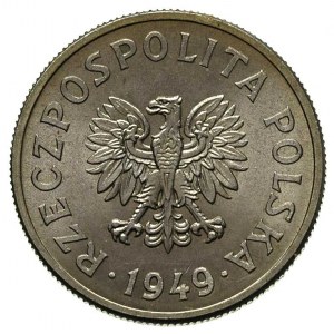 50 groszy 1949, aluminium, na rewersie wklęsły napis PR...