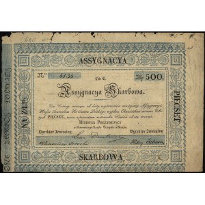 asygnacja skarbowa na 500 złotych 1831, Pick A18B, Mocz...