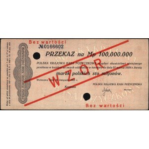 przekaz na 100.000.000 marek polskich 20.11.1923, seria...