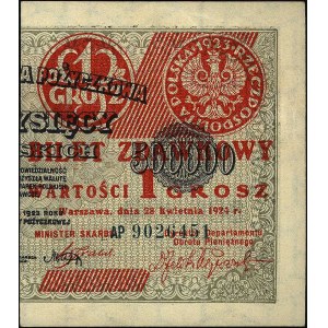 1 grosz 28.04.1924, lewa połówka serii CN, prawa połówk...