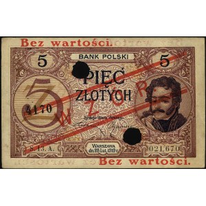 5 złotych 28.02.1919, S.13.A 021670, WZÓR, dwukrotnie p...