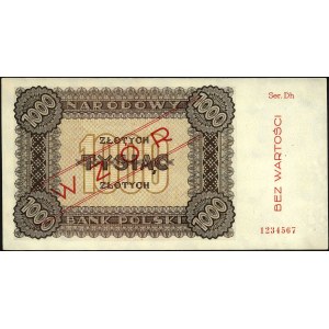 1000 złotych 1945, seria Dh 1234567, WZÓR, Miłczak 120b...