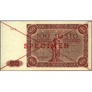 100 złotych 15.07.1947, seria A 1234567, SPECIMEN, Miłc...