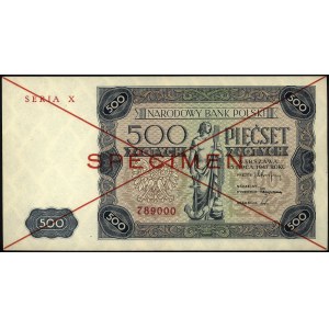 500 złotych 15.07.1947, seria X 789000, SPECIMEN, Miłcz...
