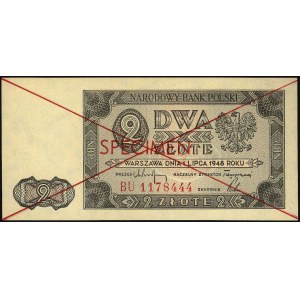 2 złote 1.07.1948, seria BU, SPECIMEN, Miłczak 134c