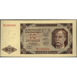 10 złotych 1.07.1948, seria K, Miłczak 136a
