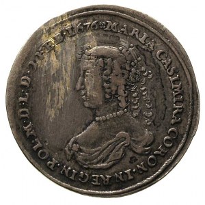 medalik koronacyjny Marii Kazimiery 1676 r., Aw: Popier...