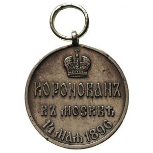 medal koronacyjny Mikołaja II 1896, srebro, 27 mm, Diak...