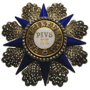 Order Piusa IX, gwiazda, srebro 82 mm, emalia, srebrne ...