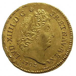 louis d’or 1702 / D, Lyon, Gadoury 253, Fr. 436, złoto ...