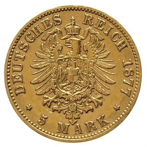 5 marek 1877 / E, Muldenhütten, Fr. 3845, J. 260, złoto...