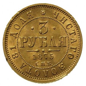 3 ruble 1874, Petersburg, Fr. 164, Bitkin 37, złoto 3.9...