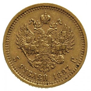 5 rubli 1887, Petersburg, Fr. 168, Bitkin 25, złoto 6.4...