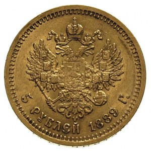 5 rubli 1889, Petersburg, Fr. 168, Bitkin 33, złoto 6.4...