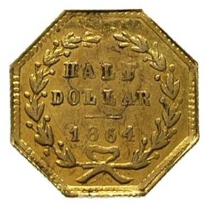 1/2 dolara 1864 / G, Kalifornia, Aw: Duża głowa Liberty...