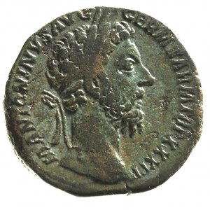Marek Aureliusz 161-180, sestercja, Aw: Popiersie cesar...