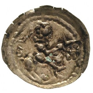 Mieszko III 1173-1201, brakteat; Postać na koniu w praw...