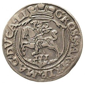 trojak 1563, Wilno, mały monogram królewski, napisy L /...