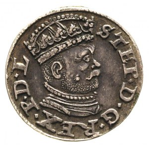 trojak 1586, Ryga, odmiana z małą głową króla, Gerbasze...