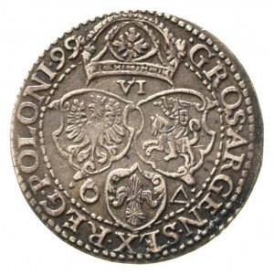 szóstak 1599, Malbork, mała głowa, drobna wada bicia, p...