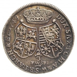 2/3 talara (gulden) 1749, Drezno, Dav. 830, ładnie zach...