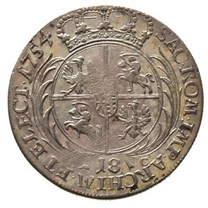 ort 1754, Lipsk, średnie popiersie króla, Merseb. 1779,...