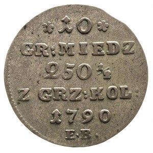 10 groszy miedzianych 1790, Warszawa, bez kropki po dac...