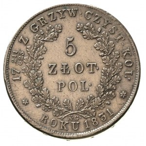 5 złotych 1831, Warszawa, Plage 272, minimalnie justowa...