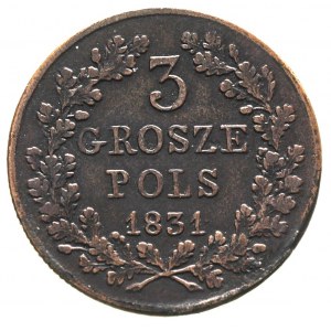 3 grosze 1831, Warszawa, bardzo rzadka odmiana, łapy or...