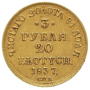 3 ruble = 20 złotych 1837, Petersburg, Plage 305, Bitki...