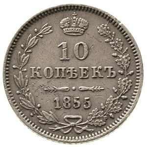 10 kopiejek 1855, Warszawa, Plage 458, Bitkin 444 R, le...