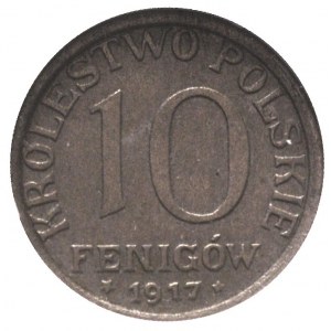 10 fenigów 1917/F, Stuttgart, Parchimowicz 6 b, napis o...