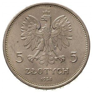 5 złotych 1928, Warszawa, Nike, Parchimowicz 114 a, dro...