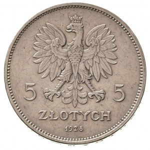 5 złotych 1928, Bruksela, Nike, Parchimowicz 114 b, nie...