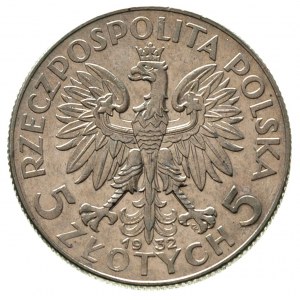 5 złotych 1932, Warszawa, Głowa Kobiety, \znak menniczy...