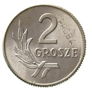 2 grosze 1949, na rewersie wklęsły napis PRÓBA, Parchim...