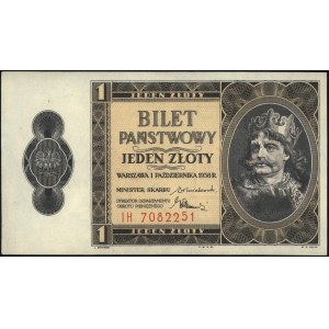 1 złoty 1.10.1938, seria IH, Miłczak 78b, Lucow 719 R3,...