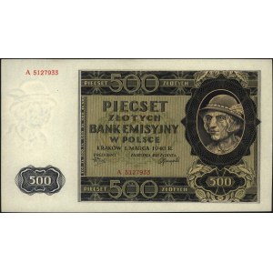 500 złotych 1.03.1940, seria A, Miłczak 98a, pięknie za...