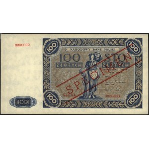 100 złotych 1.07.1948, SPECIMEN, seria AA 0000000, prób...