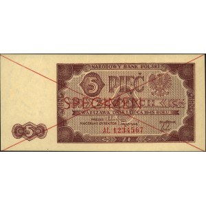 5 złotych 1.07.1948, SPECIMEN, seria AL 1234567, Miłcza...