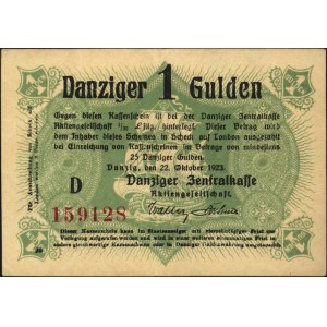 1 gulden 22.10.1923, seria D, bez nadruku na stronie od...