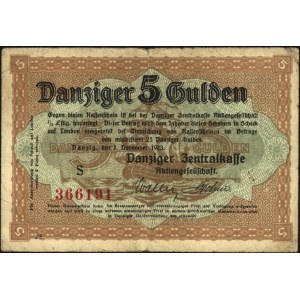 5 guldenów 1.11.1923, Miłczak G39, rzadkie