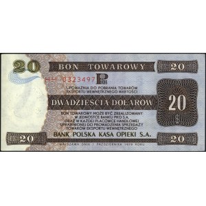 bon PKO SA na 20 dolarów 1.10.1979, seria HH 0323497, M...