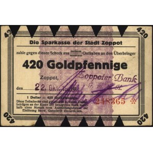 Gdańsk, 105 goldfenigów 19.10.1923, z błędem \1 dolar =...